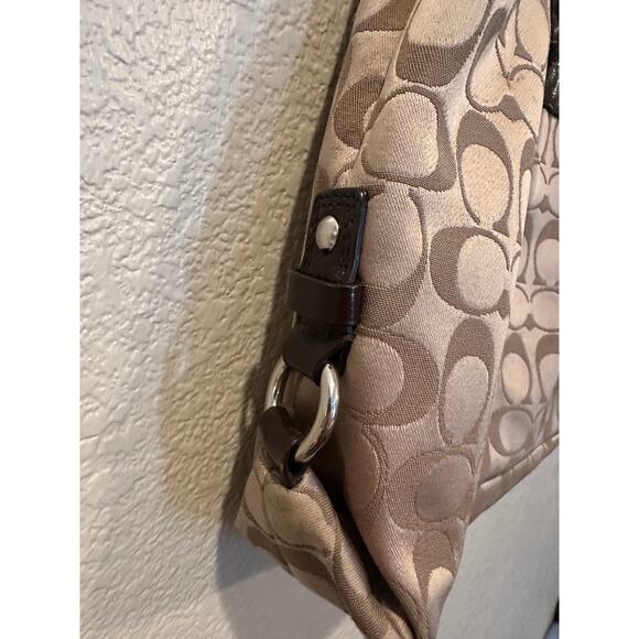 COACH Ashley Signature Khaki Brown signature Patent Oversized Carryall Handbag - Picture 4 of 7